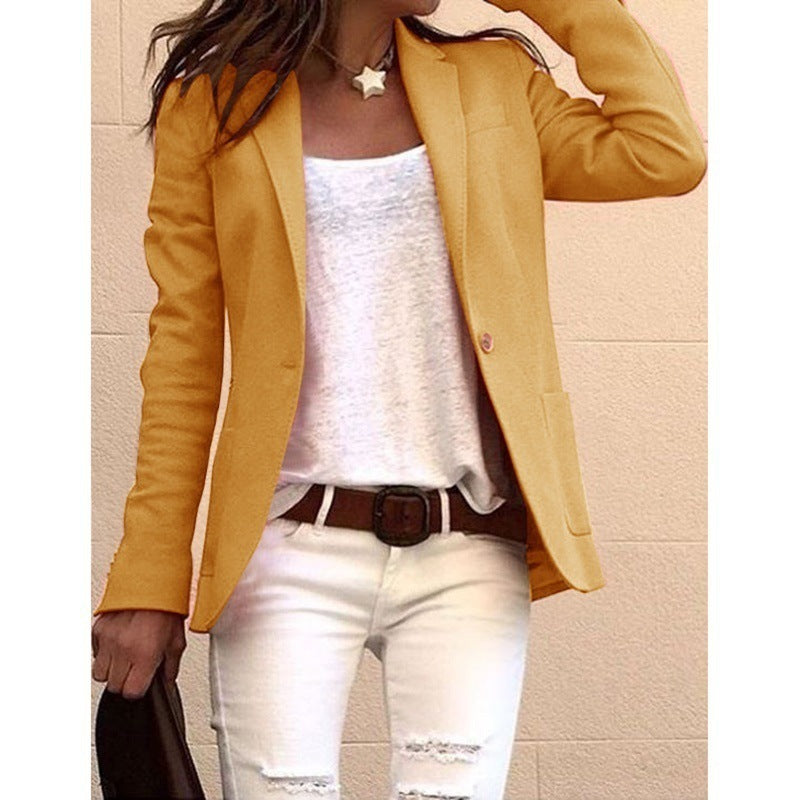 Blazer femme un bouton à revers crantés
