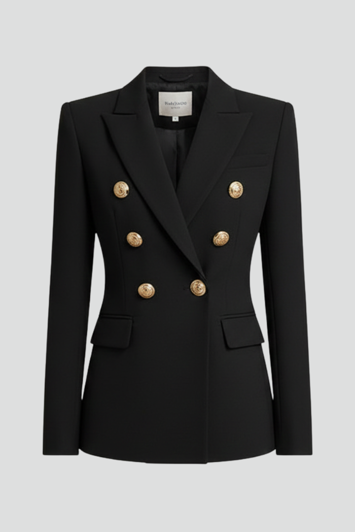 Blazer croisé femme à boutons dorés et col cranté