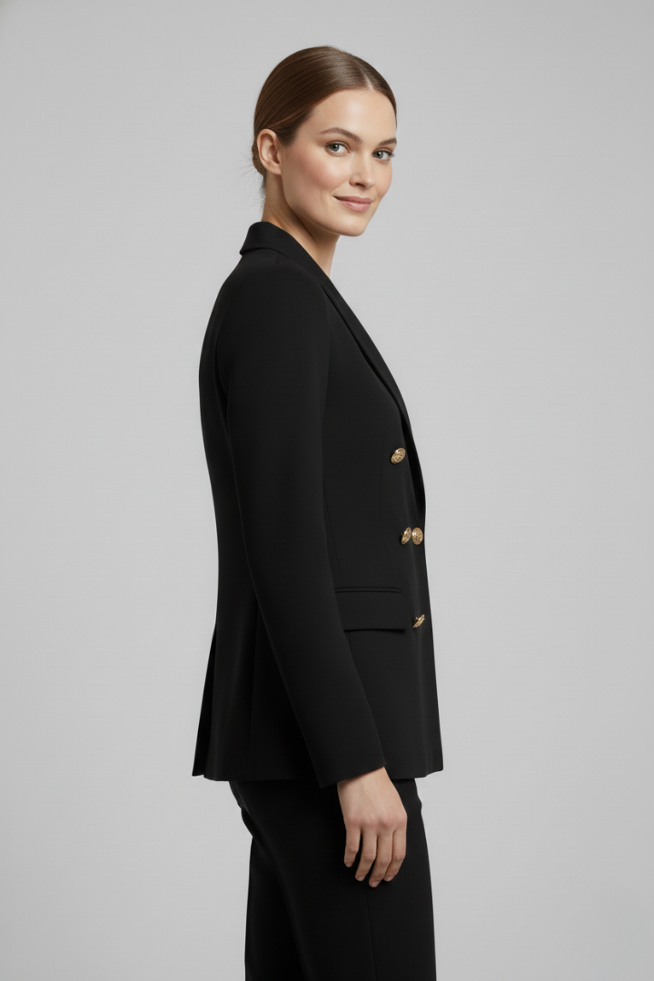 Blazer croisé doré femme à taille resserrée