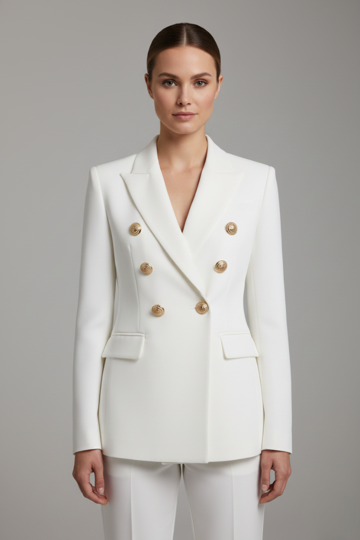 Blazer à double rangée de boutons dorés