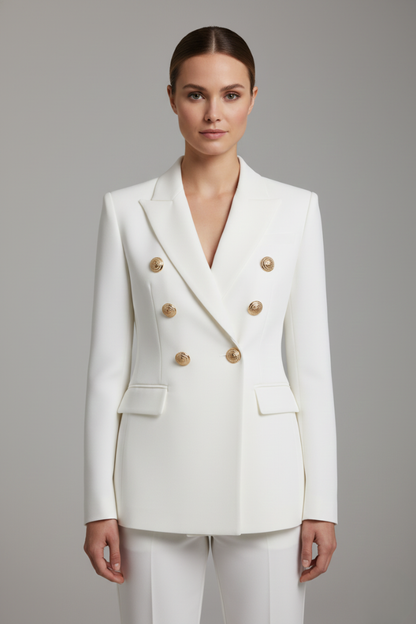 Blazer à double rangée de boutons dorés