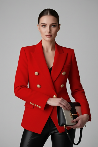 Blazer croisé femme à boutons dorés et col cranté