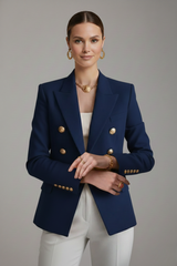 Blazer croisé femme à boutons dorés et col cranté