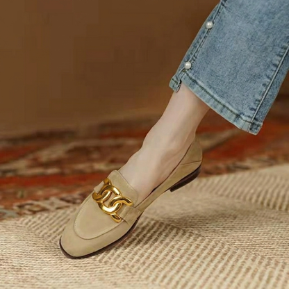 Mocassins effet daim vus de dessus