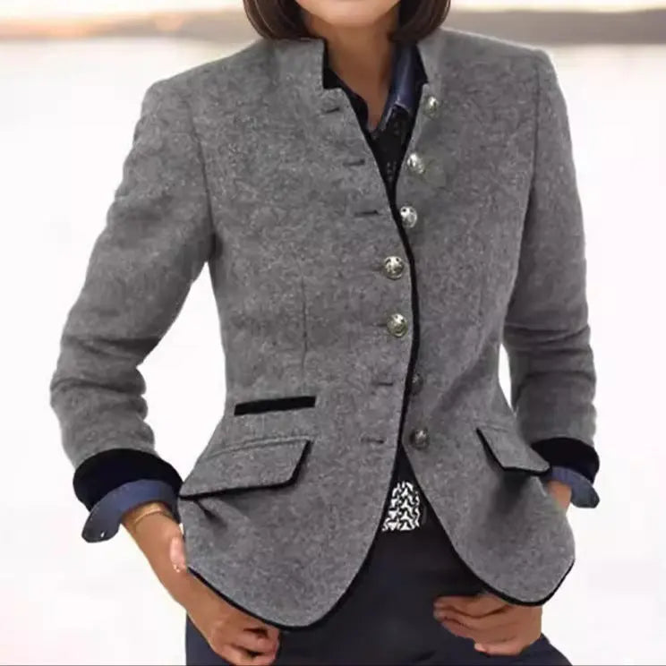 Blazer à liséré contrasté sur les revers et les poignets