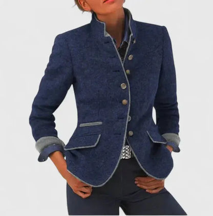 Blazer femme boutonné à bordures contrastées