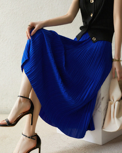 Charlotte | Jupe Plissée Midi à Taille Haute