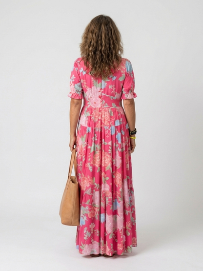 Ombline | Robe Midi Fleurie Col V