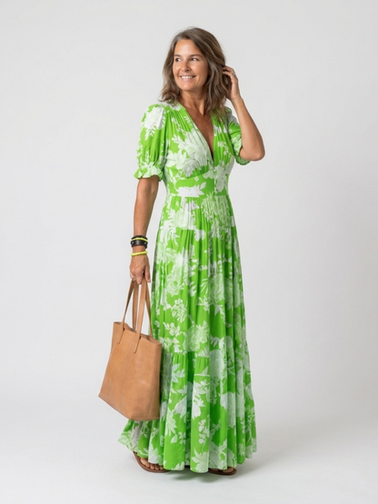 Ombline | Robe Midi Fleurie Col V