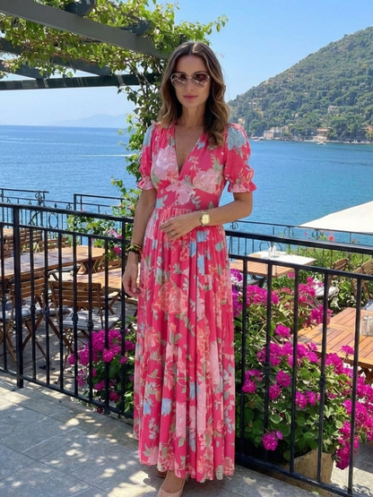 Ombline | Robe Midi Fleurie Col V