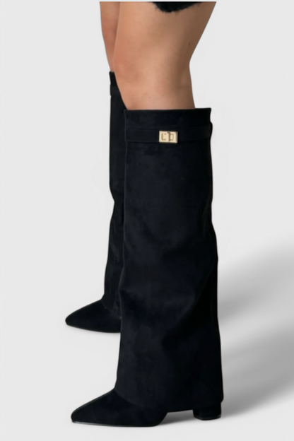 Quiterie | Bottes Cavalières Bout Pointu Talon Bloc