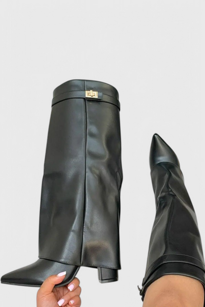 Quiterie | Bottes Cavalières Bout Pointu Talon Bloc