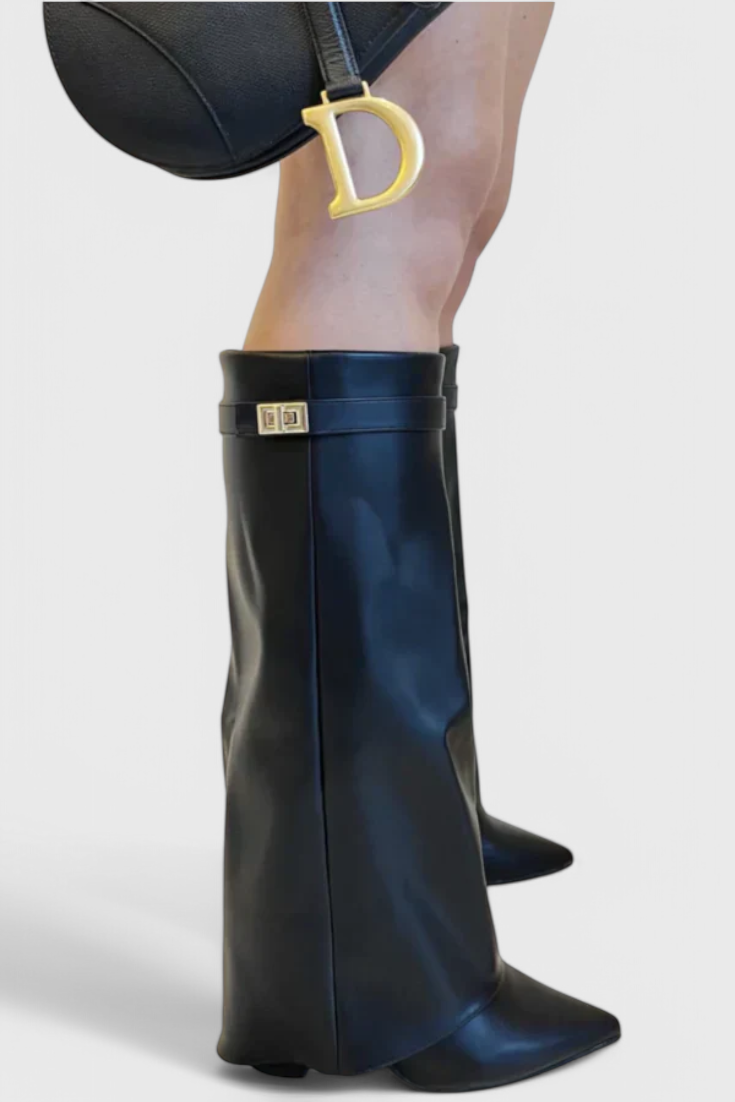 Quiterie | Bottes Cavalières Bout Pointu Talon Bloc