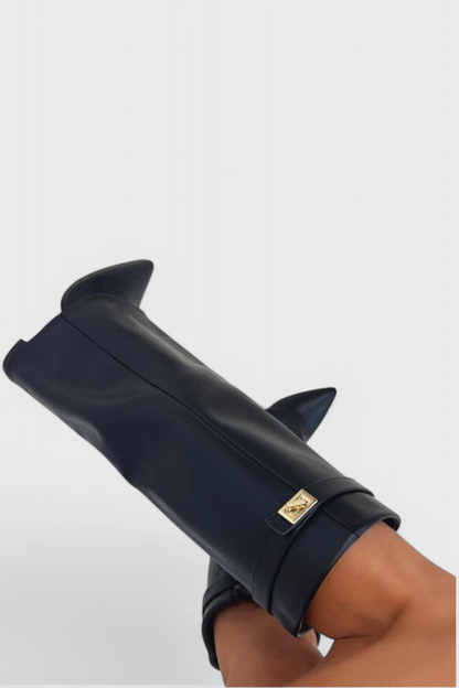 Quiterie | Bottes Cavalières Bout Pointu Talon Bloc