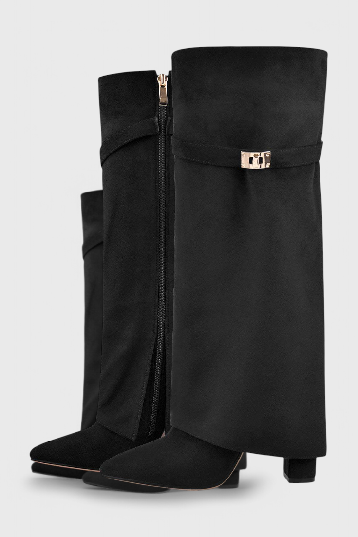 Quiterie | Bottes Cavalières Bout Pointu Talon Bloc