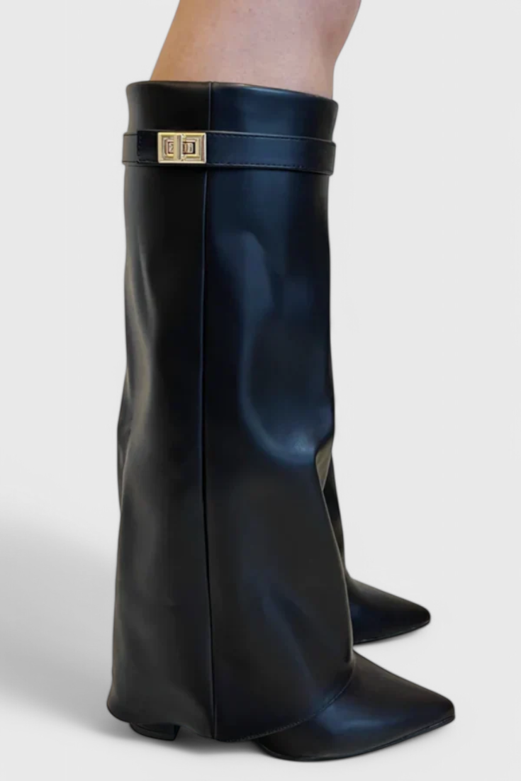 Quiterie | Bottes Cavalières Bout Pointu Talon Bloc