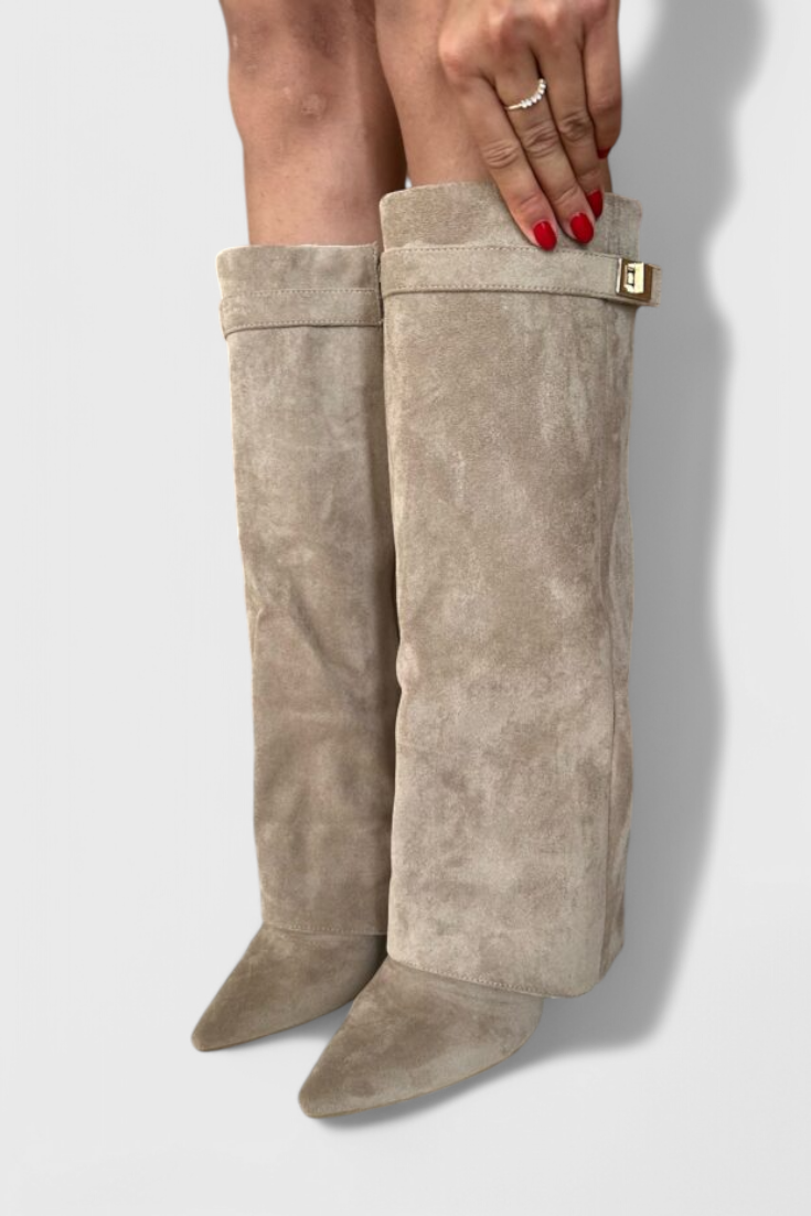 Quiterie | Bottes Cavalières Bout Pointu Talon Bloc