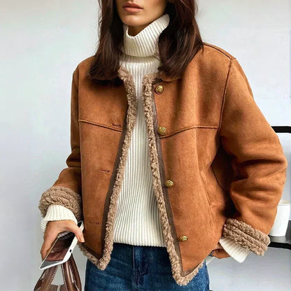 Veste aviateur effet peau lainée vue de dos
