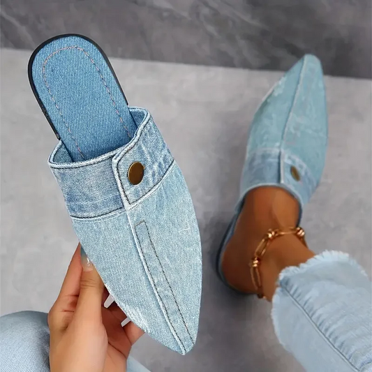 Sofia | Mules Denim à Bout Pointu