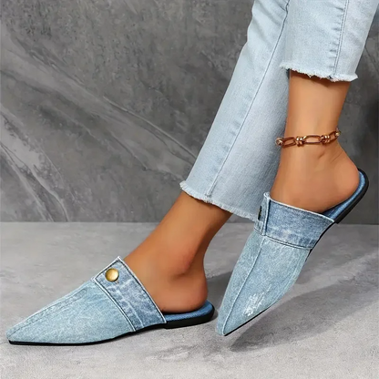 Sofia | Mules Denim à Bout Pointu