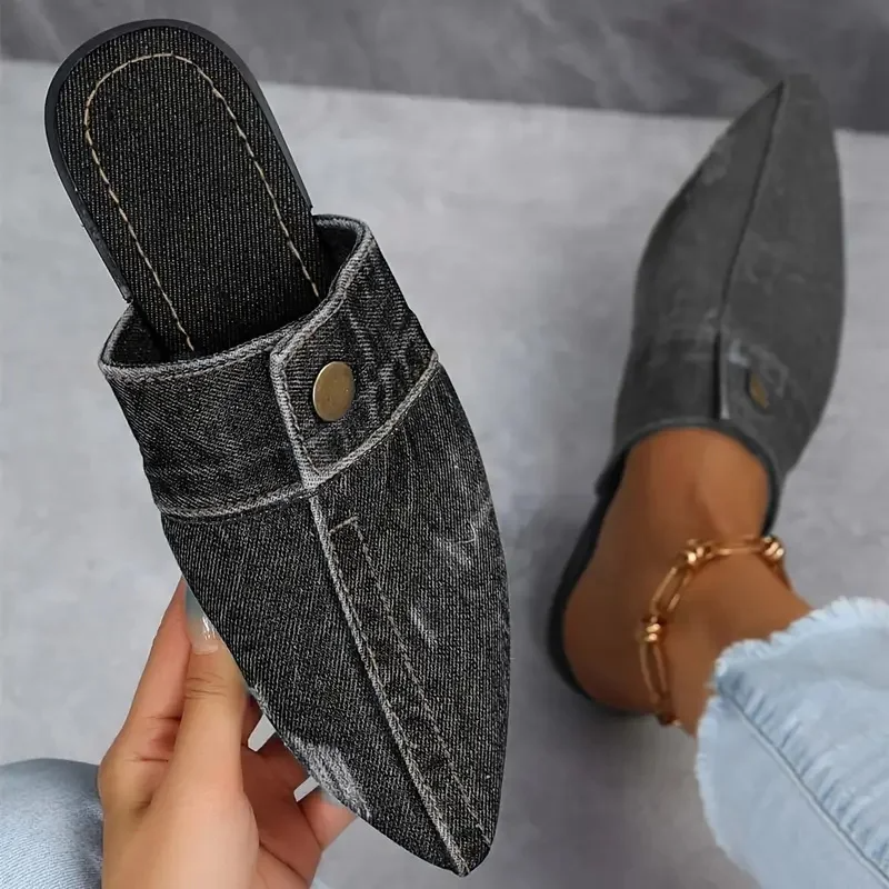 Sofia | Mules Denim à Bout Pointu