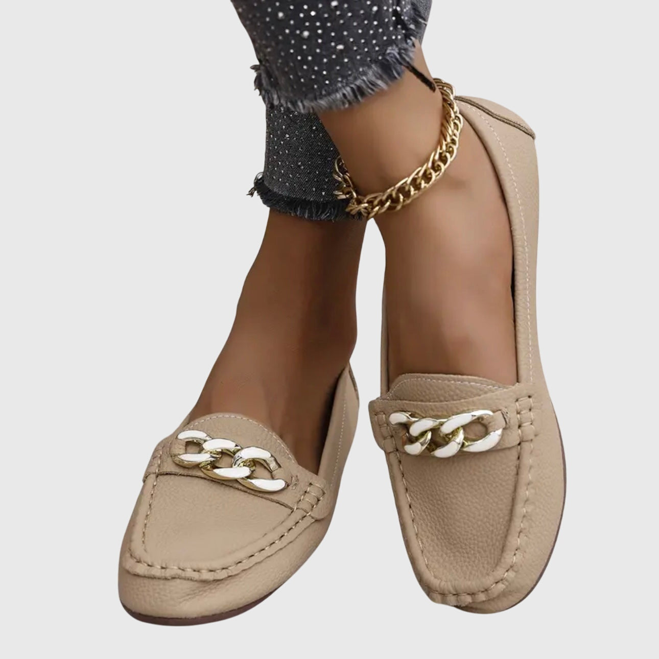 Méliane | Mocassins Élégants à Chaîne Dorée