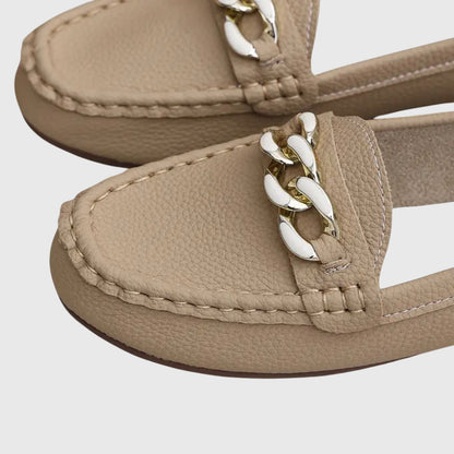 Méliane | Mocassins Élégants à Chaîne Dorée