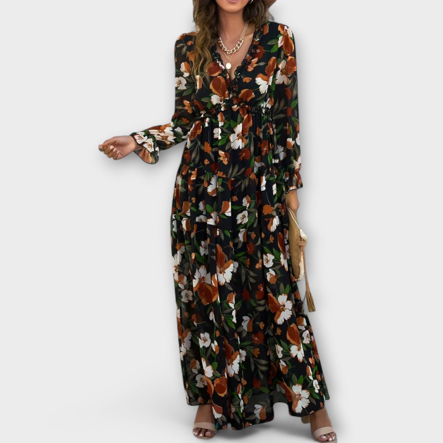Léopoldine | Robe Longue Fleurie Plissée d'Été