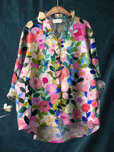Fleurine | Blouse Imprimée Fleurie Manches Longues pour Été