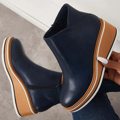 Bottines à talon compensé plein, hauteur cheville