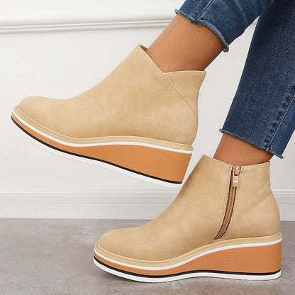 Bottines à talon compensé plein, hauteur cheville