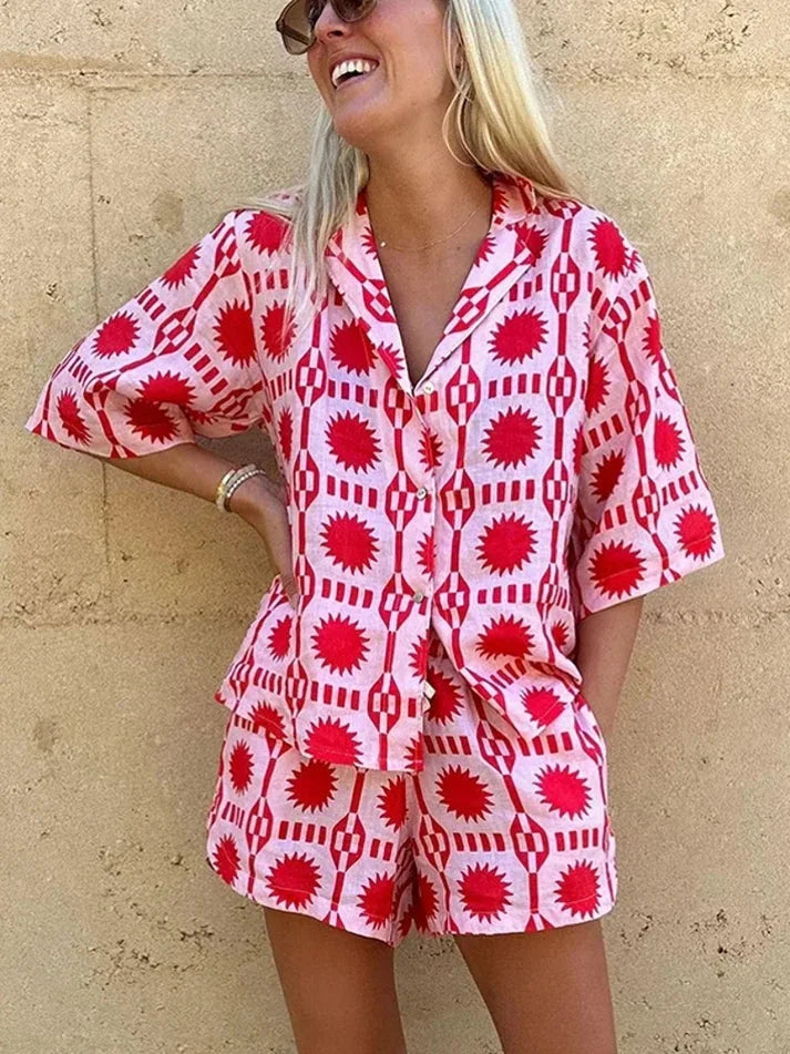 Lilou | Ensemble Chemise et Short Rose