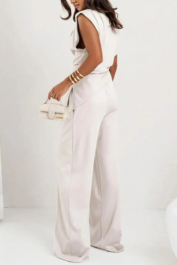Diane | Ensemble Drapé Deux Pièces Pantalon Ample
