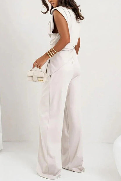 Diane | Ensemble Drapé Deux Pièces Pantalon Ample