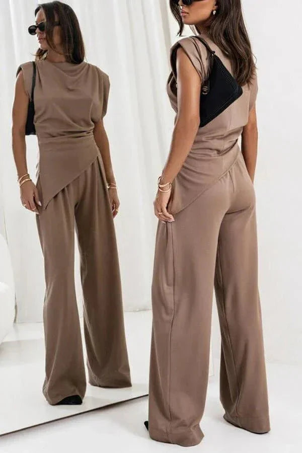 Diane | Ensemble Drapé Deux Pièces Pantalon Ample