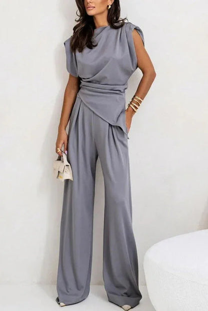 Diane | Ensemble Drapé Deux Pièces Pantalon Ample