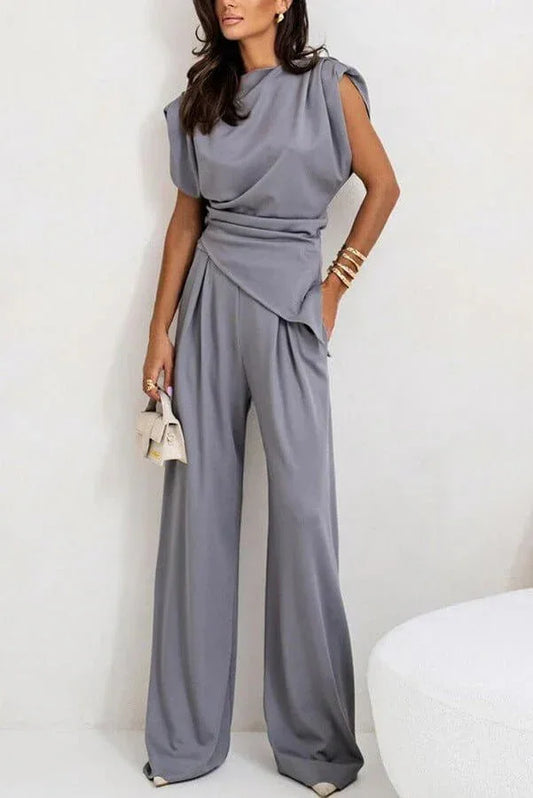 Diane | Ensemble Drapé Deux Pièces Pantalon Ample