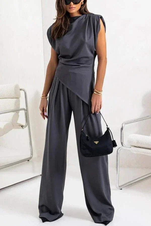 Diane | Ensemble Drapé Deux Pièces Pantalon Ample