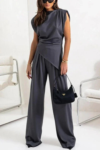 Diane | Ensemble Drapé Deux Pièces Pantalon Ample