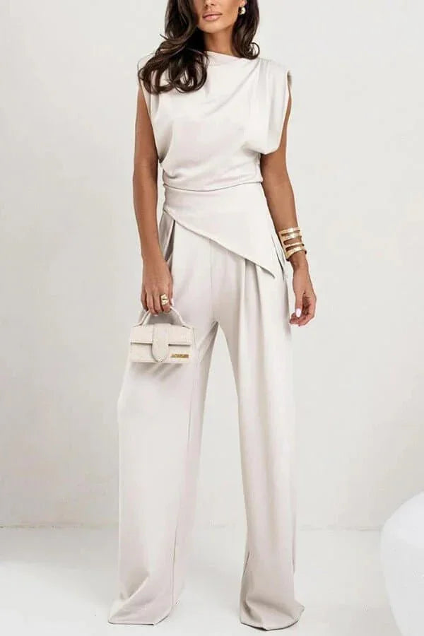 Diane | Ensemble Drapé Deux Pièces Pantalon Ample