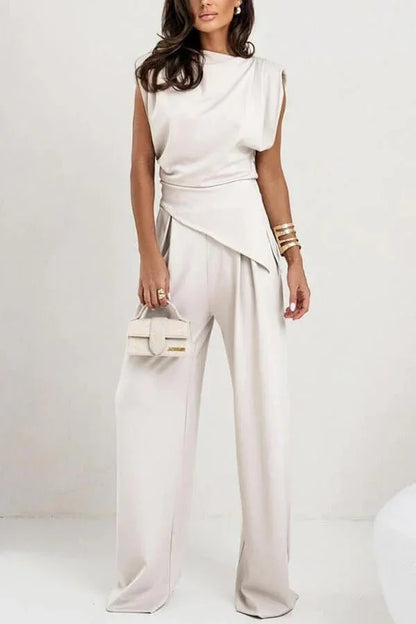 Diane | Ensemble Drapé Deux Pièces Pantalon Ample