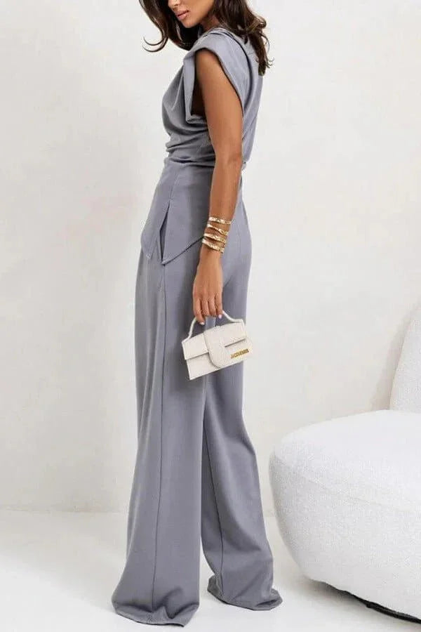 Diane | Ensemble Drapé Deux Pièces Pantalon Ample