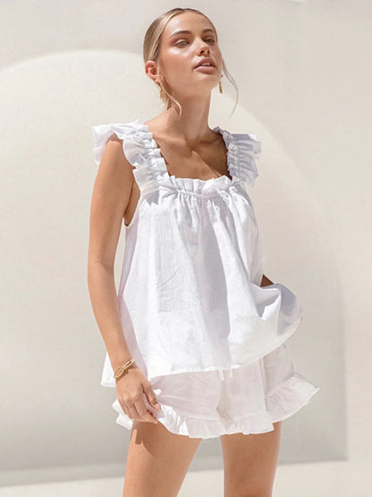 Loane | Ensemble Haut à Volants et Short