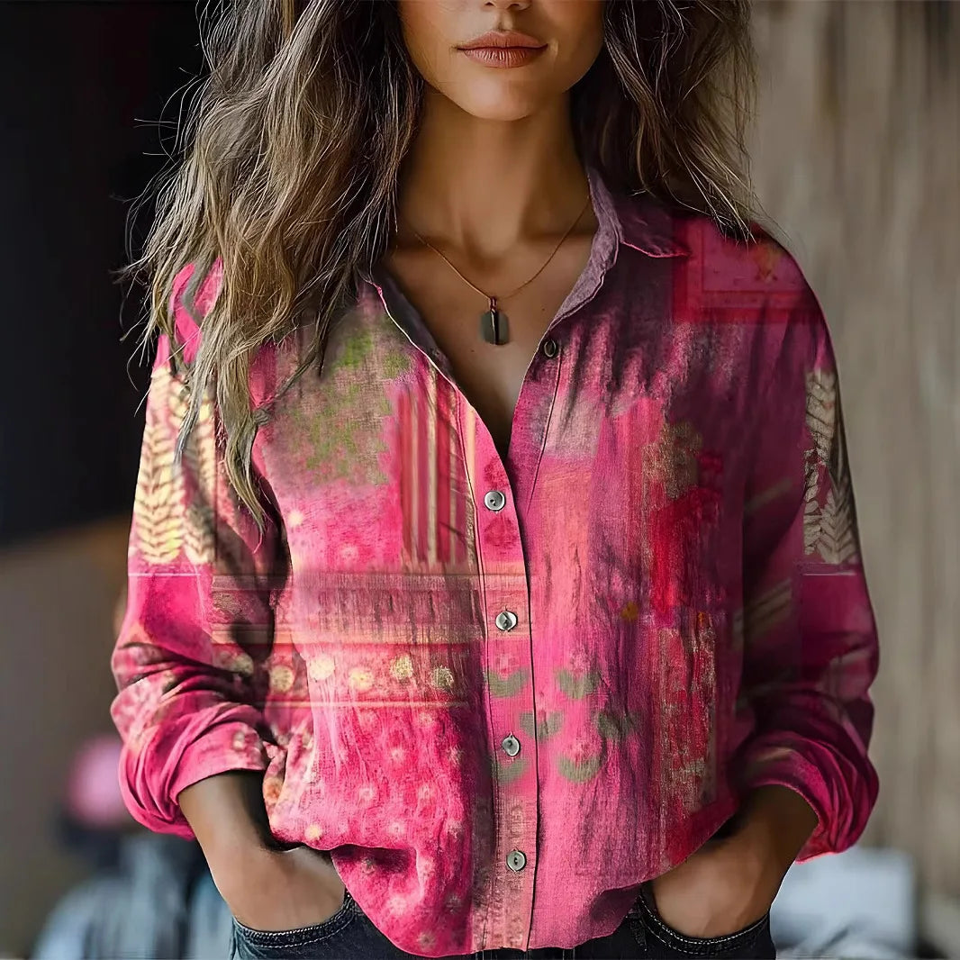 Bellisane | Chemise Fleurie Boutonnée Manches Longues