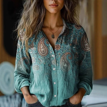 Bellisane | Chemise Fleurie Boutonnée Manches Longues