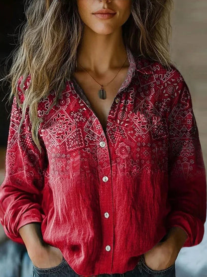 Bellisane | Chemise Fleurie Boutonnée Manches Longues