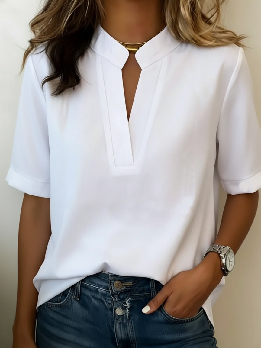 Sabine | Blouse Col V Manches Courtes
