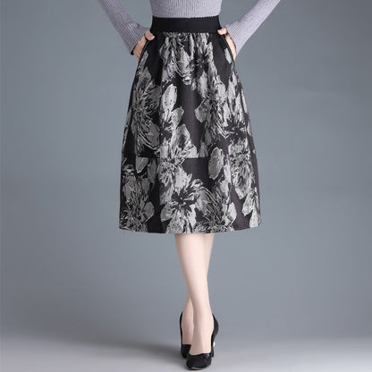 Marie-Claire | Jupe Midi Trapèze en Jacquard Floral