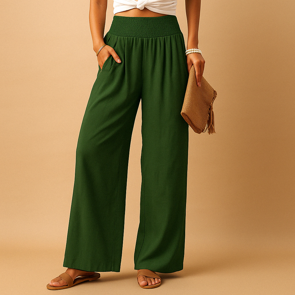 Pantalon large en lin, tombé de la jambe