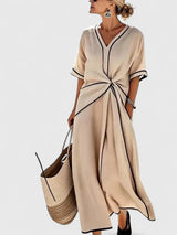 Jasmina | Robe Midi Rayée d’Été Fluide